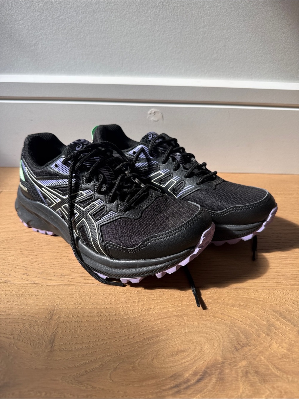 ASICS Black Trail Scout II Women's Athletic Shoes with Lavender and Mint Accents
